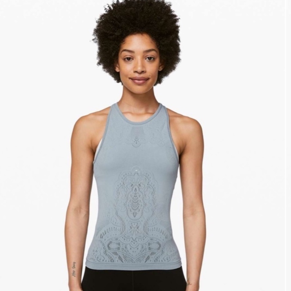 Lululemon Blue Reveal Tank Zen Expression Seamless Tank